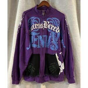 Vintage Y2K Blac Label Purple Hoodie Men's 3XL Skulls‎ Success Breed